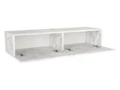 Clearance Vente-unique Consola suspenso com 2 portas - Efeito mármore - TENIDA Branco