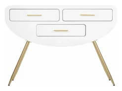 Consola*Dmora Consola Tomato, Mesa multiusos, Armário lateral, Secretária de corredor, 110x40 h80 cm, e Dourado Branco