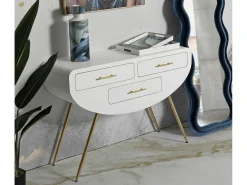 Consola*Dmora Consola Tomato, Mesa multiusos, Armário lateral, Secretária de corredor, 110x40 h80 cm, e Dourado Branco