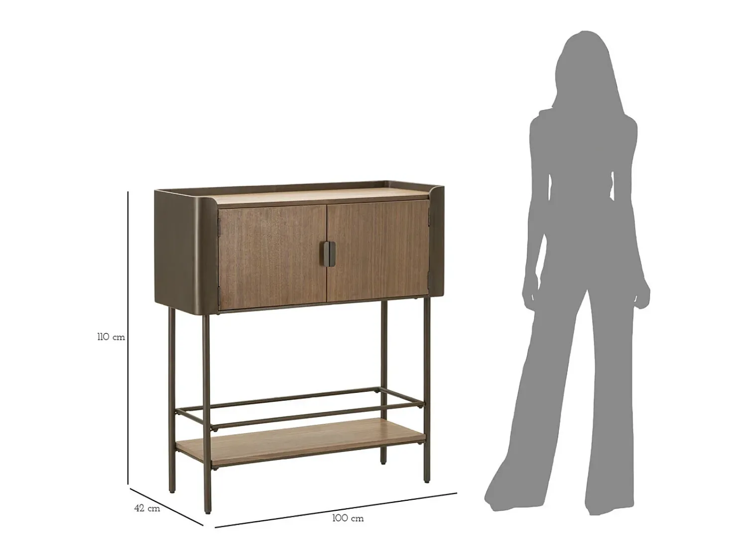 Consola| Consola VKH610, Castanho, 100x42x110 cm, Kendra Home Cinzento