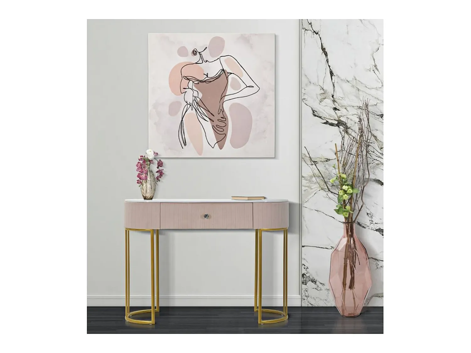 Consola VKH616, Cor-de-rosa, 100x40x75 cm, Kendra Home Rosa claro