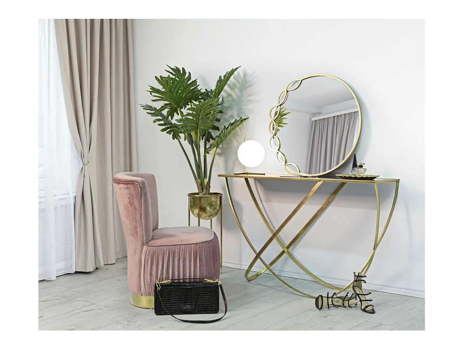 Consola* Consola VKH620, Ouro, 120x40x79 cm, Kendra Home Preto