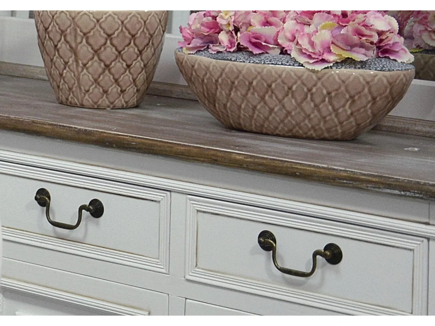 Consola| Consola 110x78x40 cm branca Rimini branca riw017 Castanho / Branco