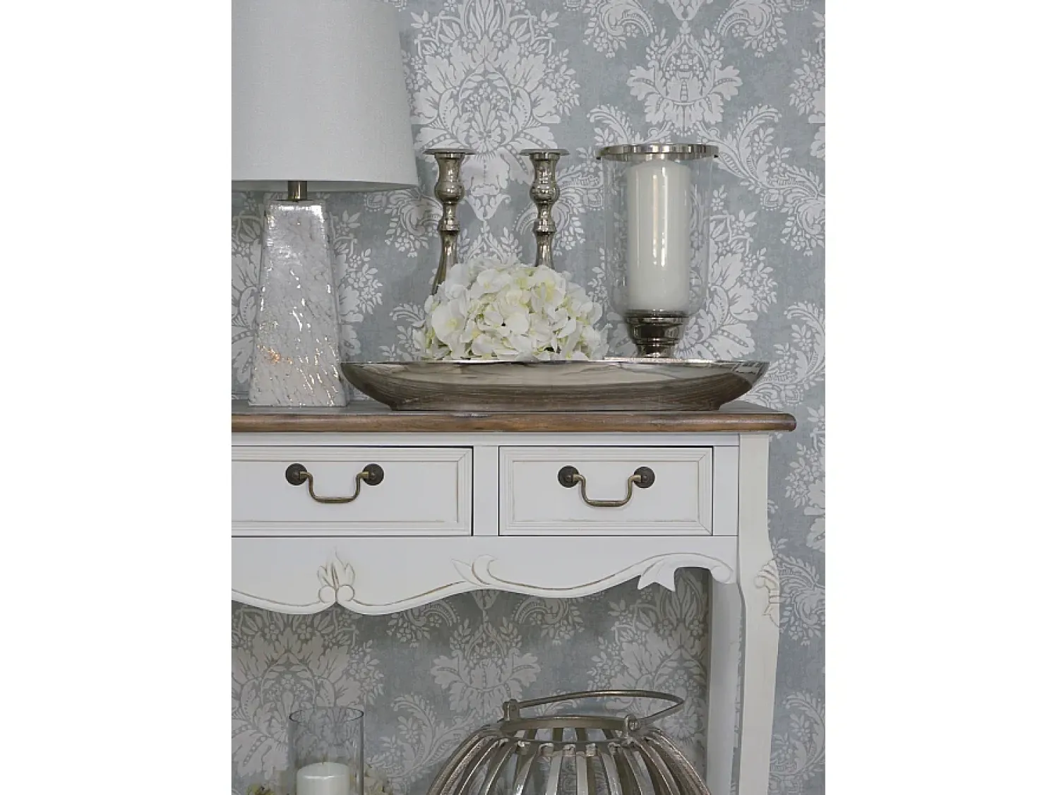 Consola| Consola 110x78x40 cm branca Rimini branca riw017 Castanho / Branco