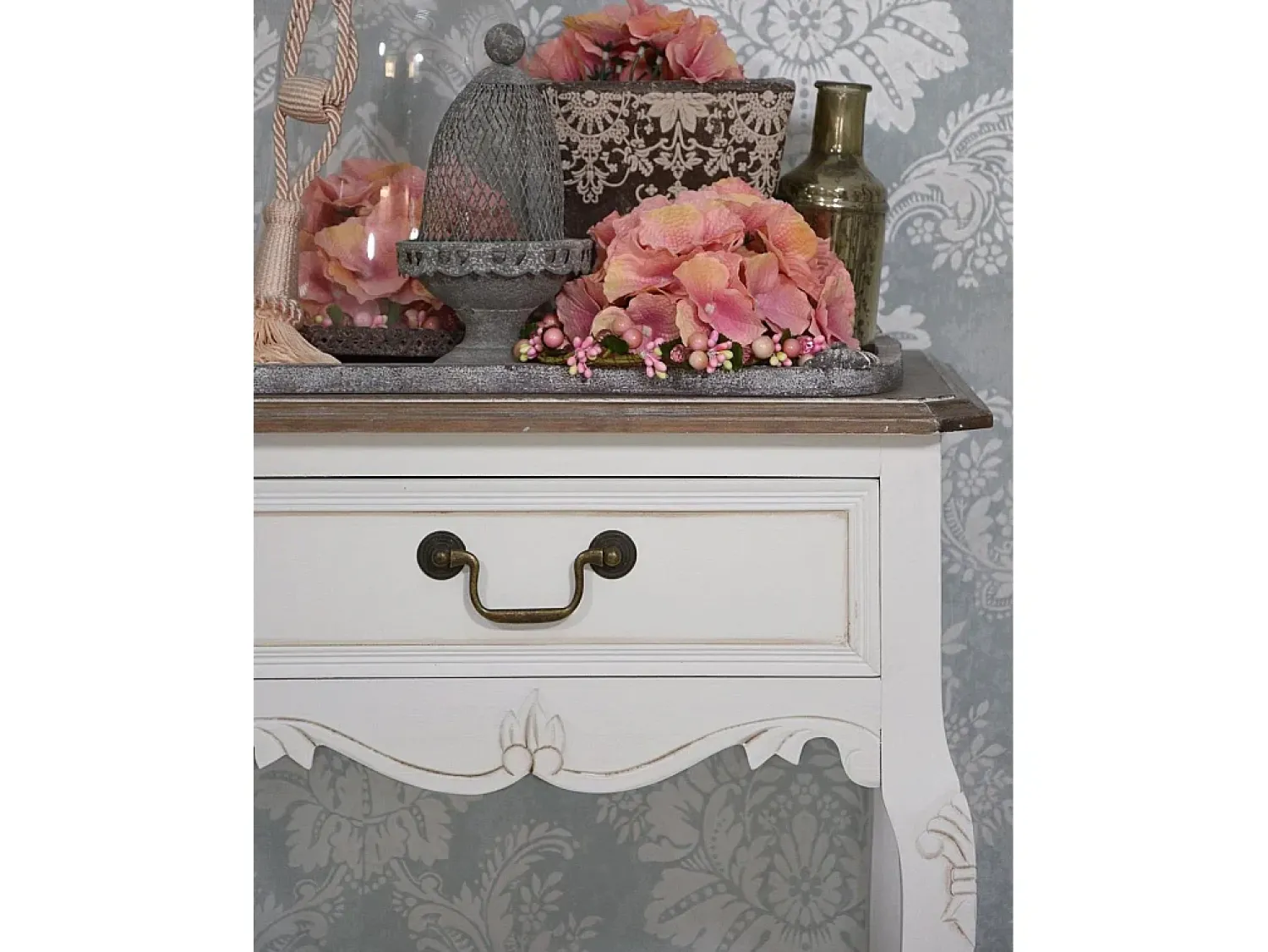 Consola| Consola 110x78x40 cm branca Rimini branca riw017 Castanho / Branco