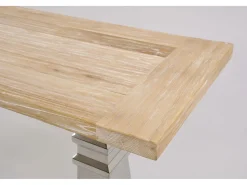 Consola| Consola 160x85x45 cm cromo madeira natural glamour gl1527 Castanho / Prateado