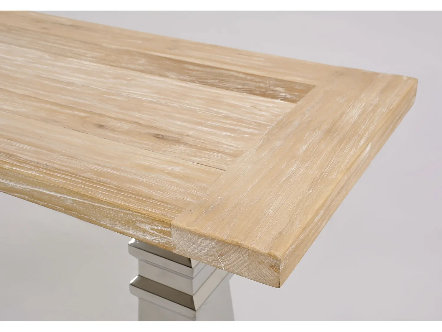 Consola| Consola 160x85x45 cm cromo madeira natural glamour gl1527 Castanho / Prateado