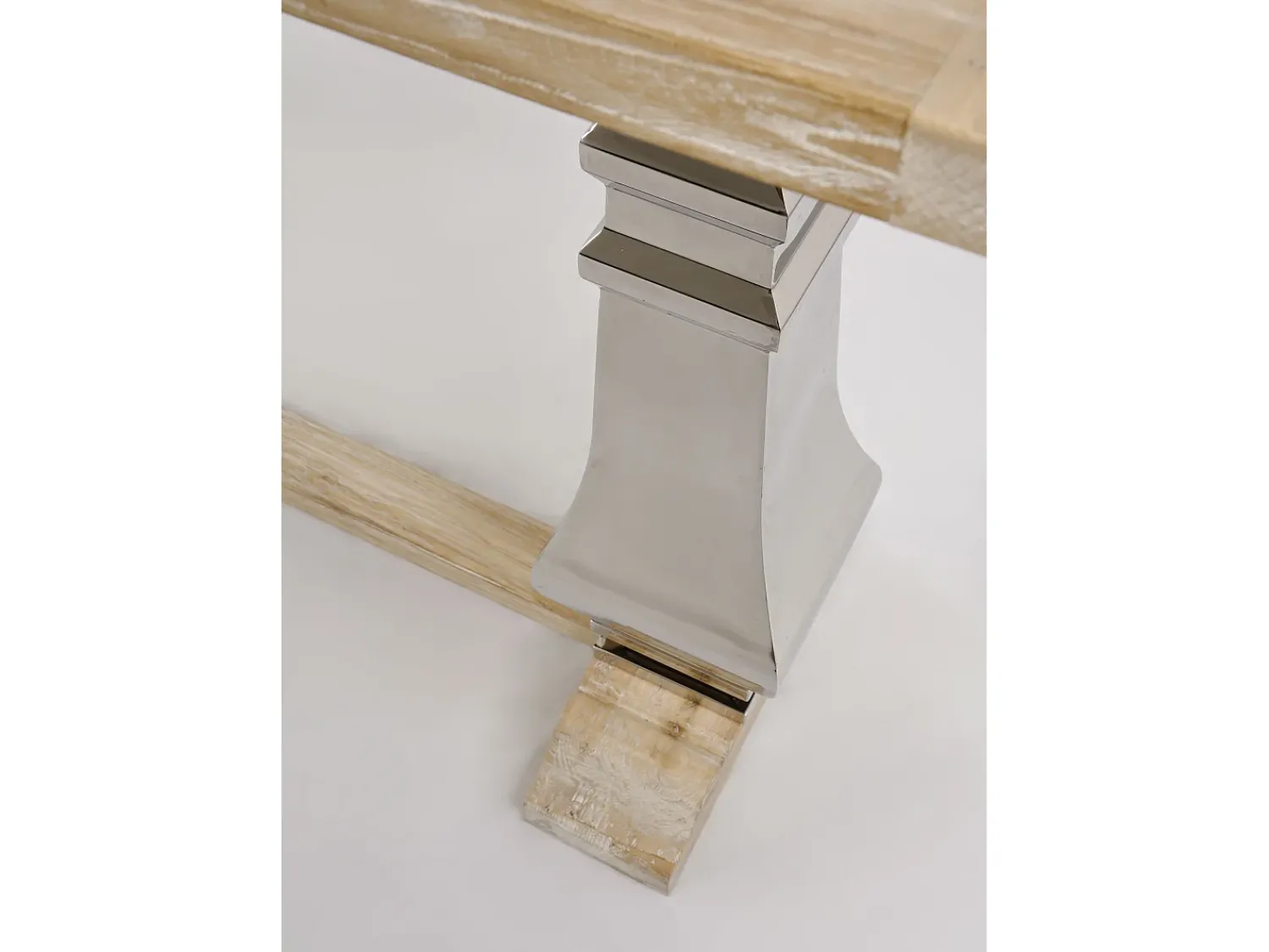 Consola| Consola 160x85x45 cm cromo madeira natural glamour gl1527 Castanho / Prateado