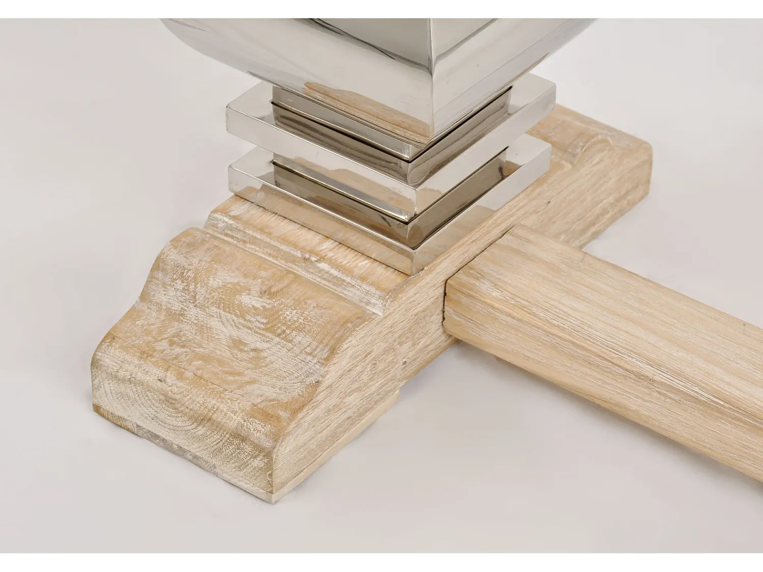 Consola| Consola 160x85x45 cm cromo madeira natural glamour gl1527 Castanho / Prateado