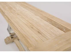 Consola| Consola 160x85x45 cm cromo madeira natural glamour gl1527 Castanho / Prateado