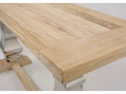 Consola| Consola 160x85x45 cm cromo madeira natural glamour gl1527 Castanho / Prateado