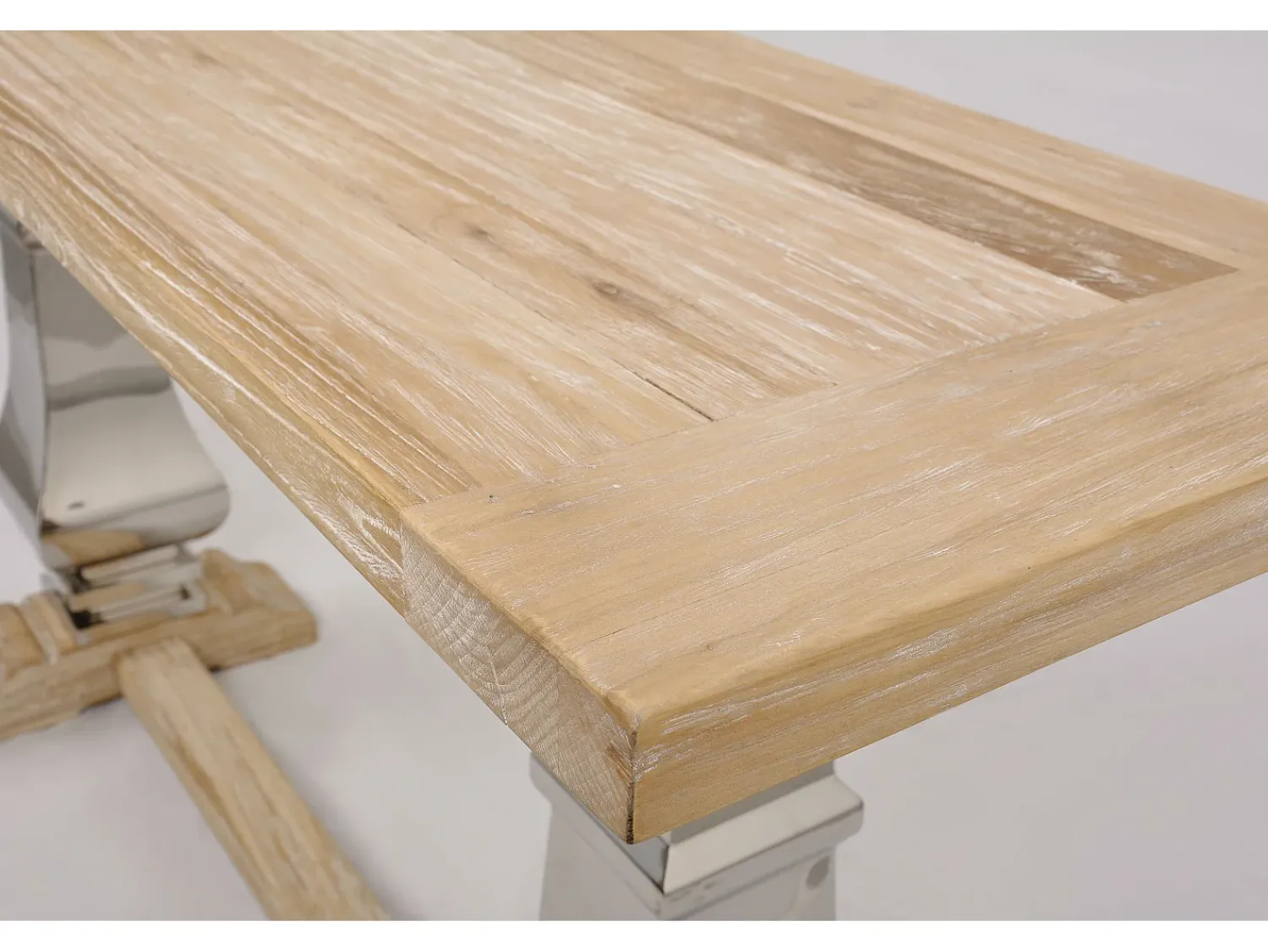 Consola| Consola 160x85x45 cm cromo madeira natural glamour gl1527 Castanho / Prateado