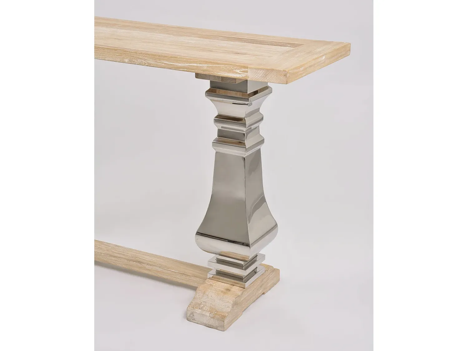 Consola| Consola 160x85x45 cm cromo madeira natural glamour gl1527 Castanho / Prateado