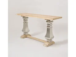 Consola| Consola 160x85x45 cm cromo madeira natural glamour gl1527 Castanho / Prateado