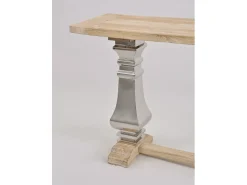 Consola| Consola 160x85x45 cm cromo madeira natural glamour gl1527 Castanho / Prateado