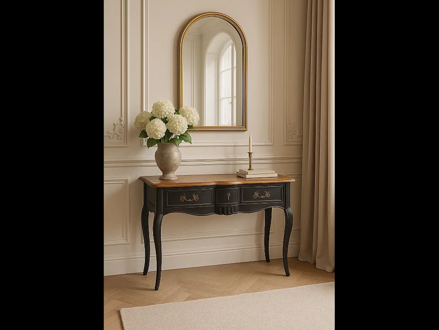 Consola* Consola 110x80x47 cm preto nero ven808nm Preto / Castanho