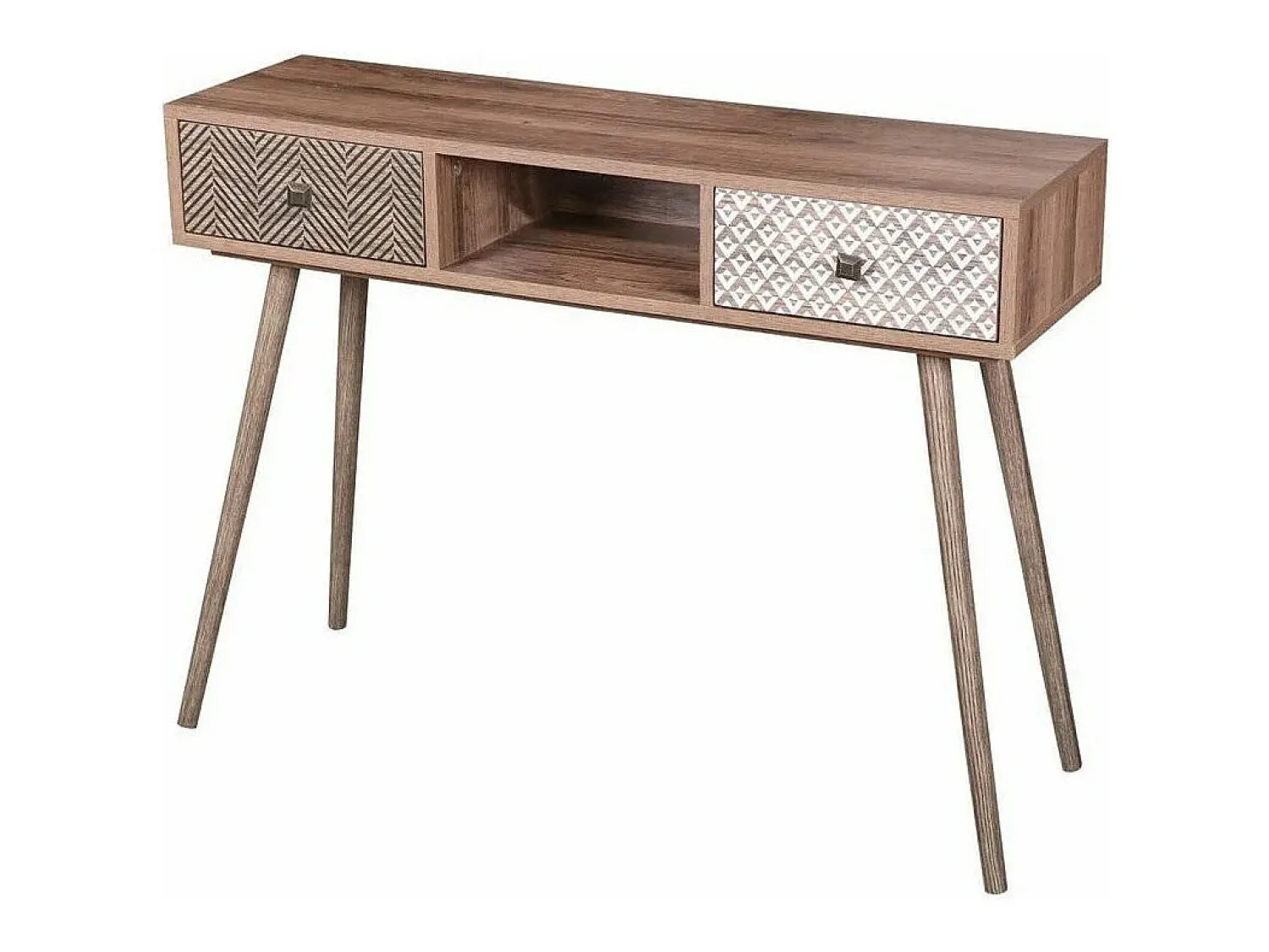 Meublorama Console ALTA coloris chêne clair avec 2 tiroirs – Design scandinave et rangement pratique^ Consola