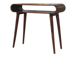 Console Amaya estilo nórdico Artisan Furniture, 1 prateleira aberta, castanho escuro^ Consola
