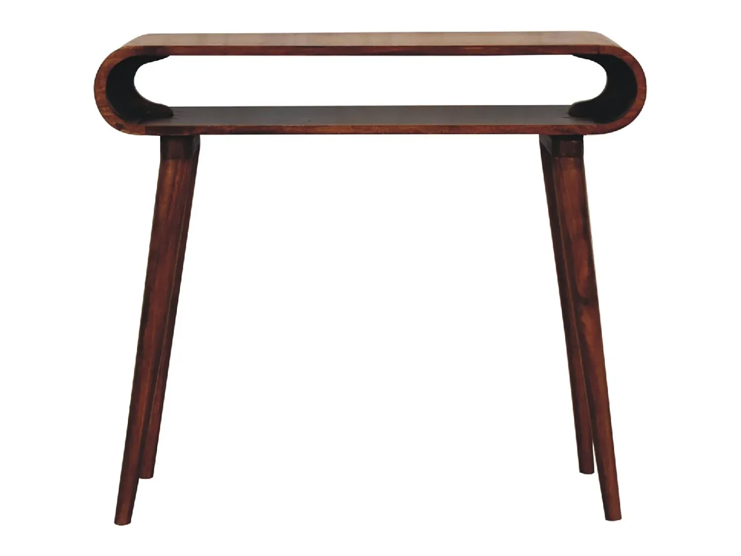 Console Amaya estilo nórdico Artisan Furniture, 1 prateleira aberta, castanho escuro^ Consola