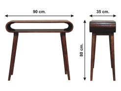 Console Amaya estilo nórdico Artisan Furniture, 1 prateleira aberta, castanho escuro^ Consola