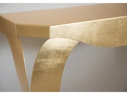 Consola| Console Chippendale 100x30x80 cm em ferro pintado de ouro design elegante e perfurado em mobiliário de entrada de estilo clássico moderno Fabricado Dourado