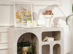 Consola*Vente-unique Console com 5 nichos - Efeito mármore cinza - LUELA Cinzento