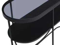 Consola|Vente-unique Console com 1 prateleira em metal e vidro fumê - Preto e transparente - PRETORIA Transparente / Preto