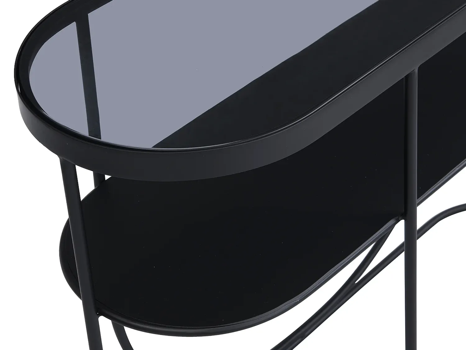 Consola|Vente-unique Console com 1 prateleira em metal e vidro fumê - Preto e transparente - PRETORIA Transparente / Preto