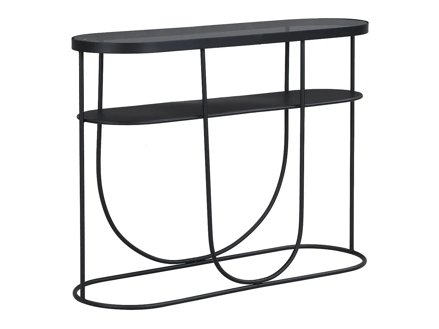 Consola|Vente-unique Console com 1 prateleira em metal e vidro fumê - Preto e transparente - PRETORIA Transparente / Preto