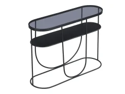 Consola|Vente-unique Console com 1 prateleira em metal e vidro fumê - Preto e transparente - PRETORIA Transparente / Preto