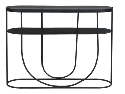 Consola|Vente-unique Console com 1 prateleira em metal e vidro fumê - Preto e transparente - PRETORIA Transparente / Preto
