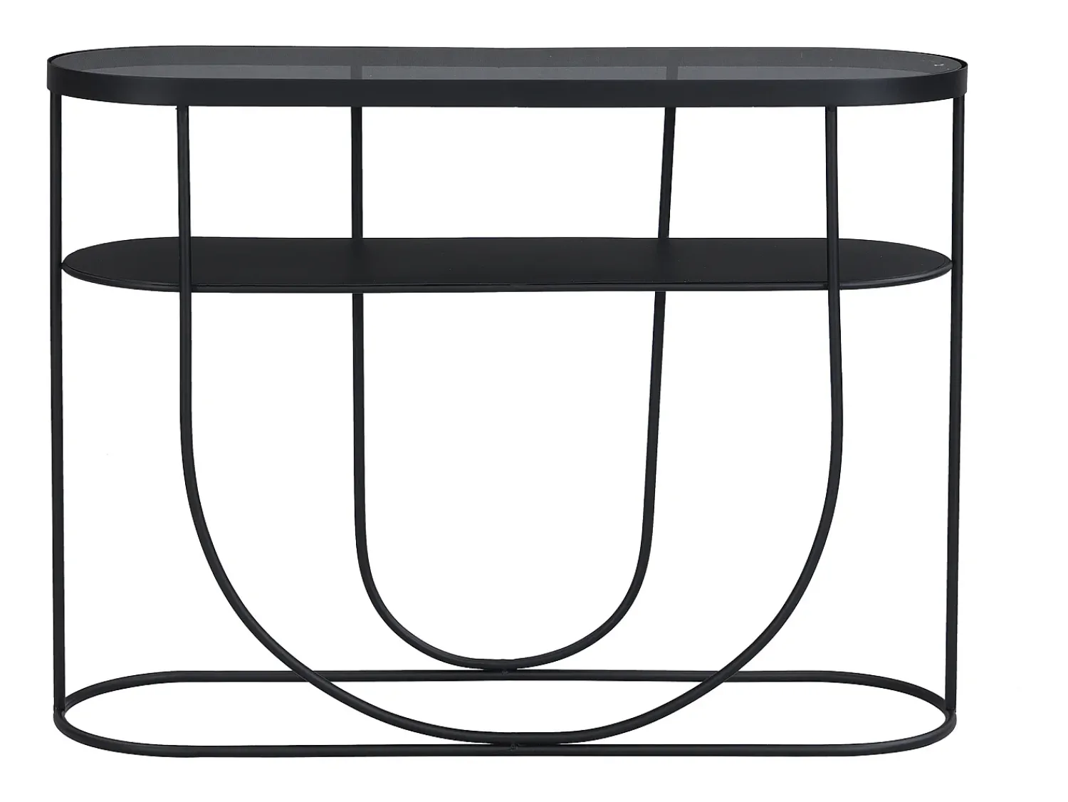 Consola|Vente-unique Console com 1 prateleira em metal e vidro fumê - Preto e transparente - PRETORIA Transparente / Preto
