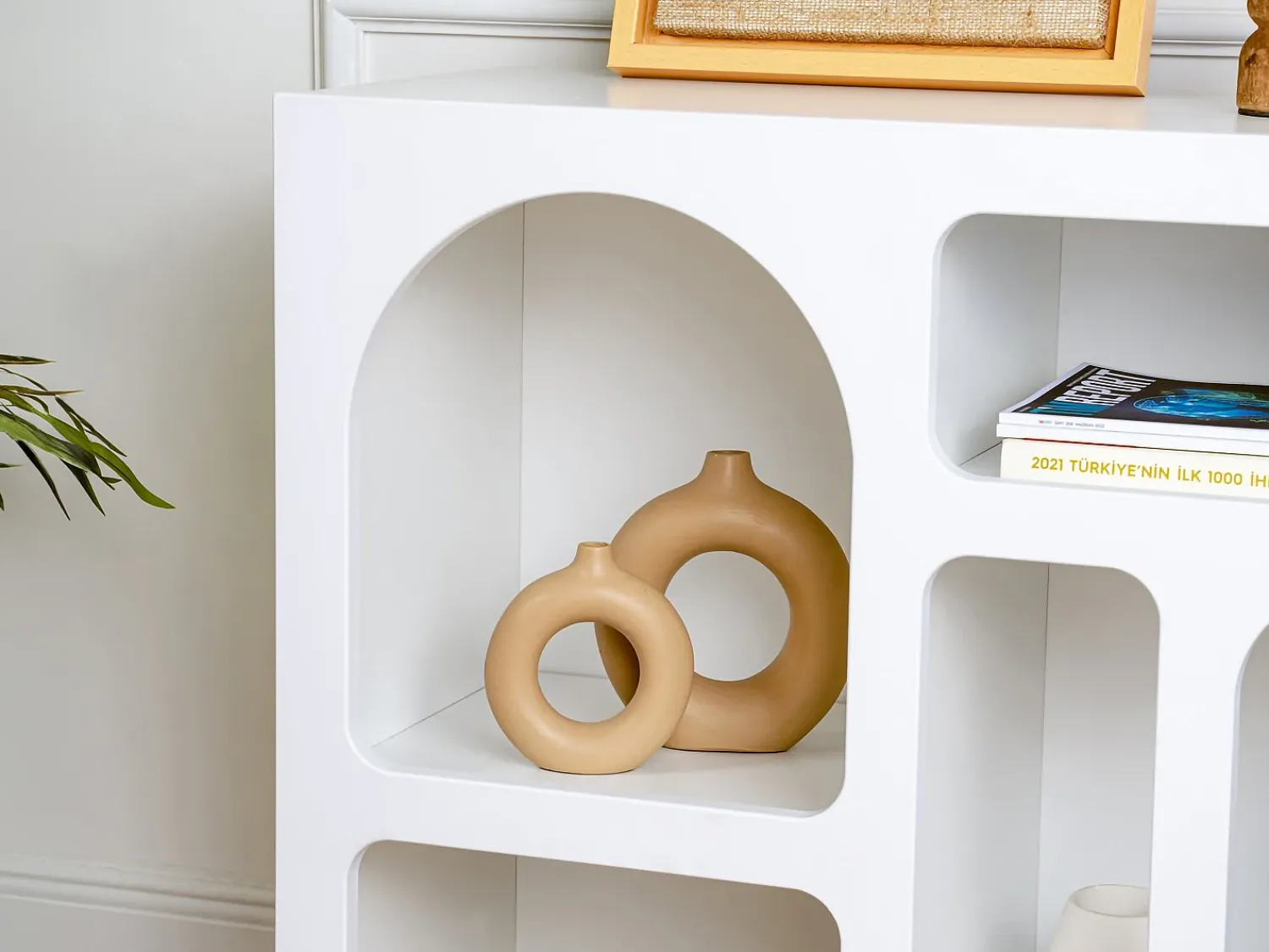 Hot Vente-unique Console de design com 5 nichos - - LUELA Branco