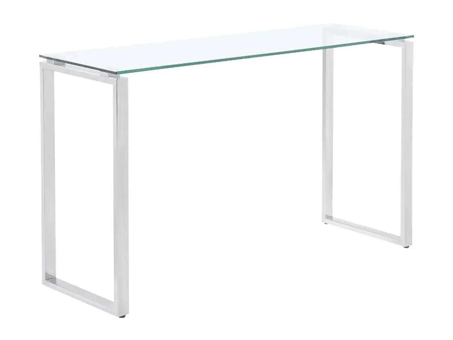Clearance Vente-unique Console de design FREYA em vidro temperado e metal cromado. Transparente / Prateado
