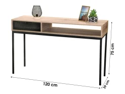 Consola*Meublorama Console de entrada estilo clássico com uma gaveta e um nicho, cor carvalho envelhecido - dimensões 120x39x75cm Castanho