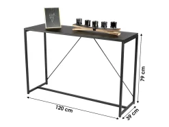 Meublorama Console de entrada estilo clássico com estrutura em metal , cor preta - dimensões 120x39x79cm.^ Consola