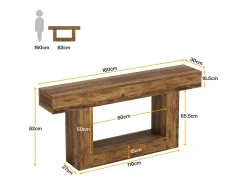 Sale Tribesigns Console de mesa com 160 cm de comprimento, mesa de entrada com 2 andares, mesa baixa com espaço de armazenamento Castanho