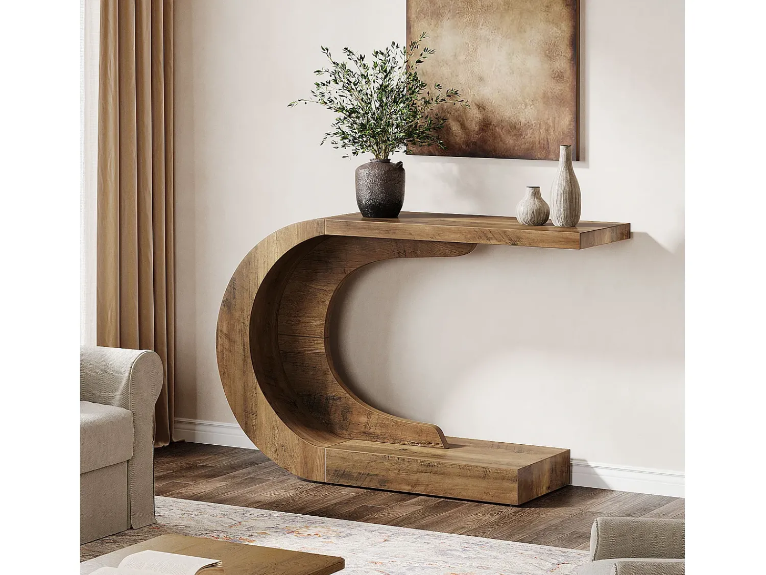 Consola|Tribesigns Console de Mesa, Mesa de Apoio Vintage, 110 x 35 x 75 cm, Móvel de Console para Entrada Castanho