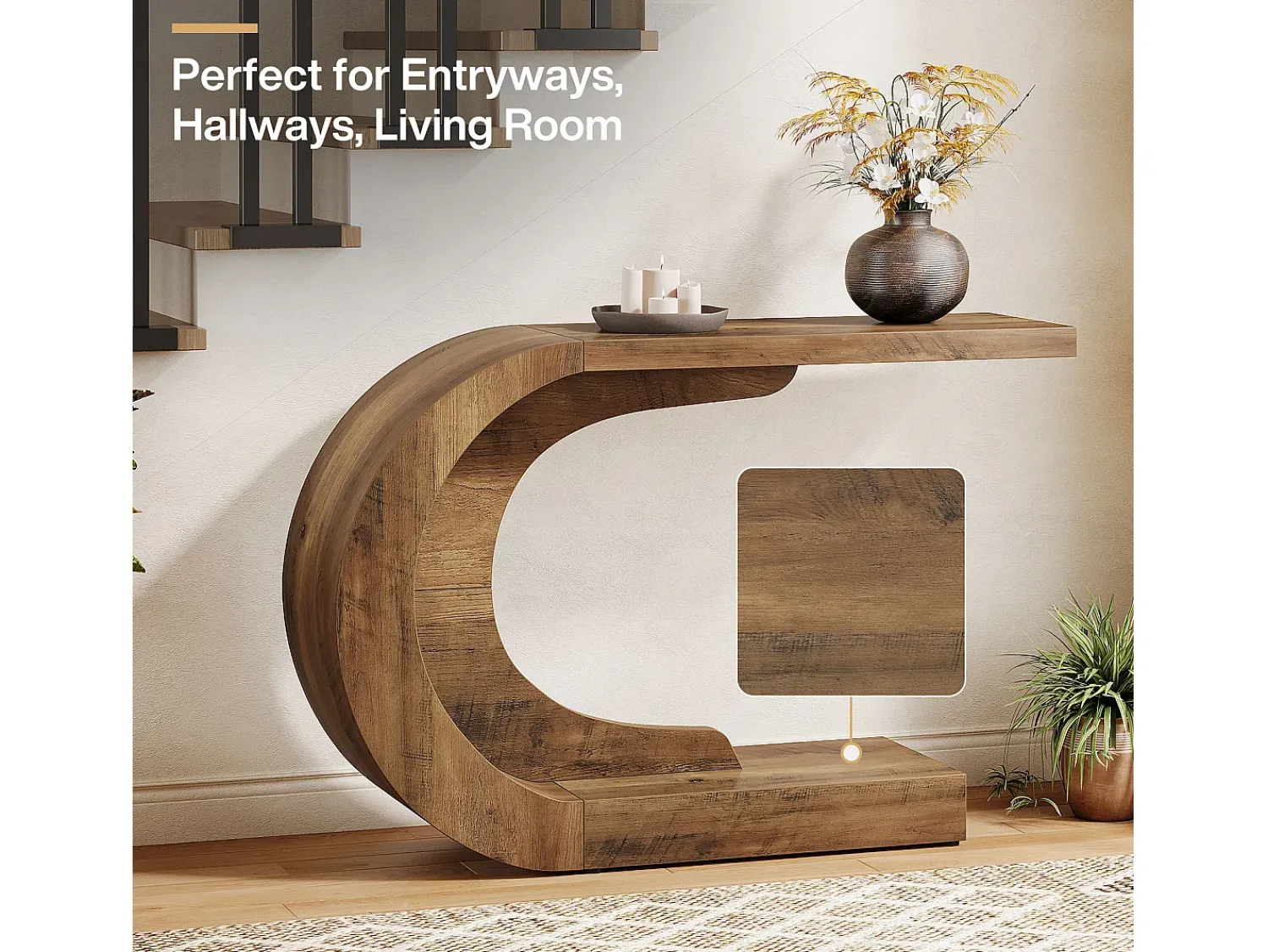 Consola|Tribesigns Console de Mesa, Mesa de Apoio Vintage, 110 x 35 x 75 cm, Móvel de Console para Entrada Castanho