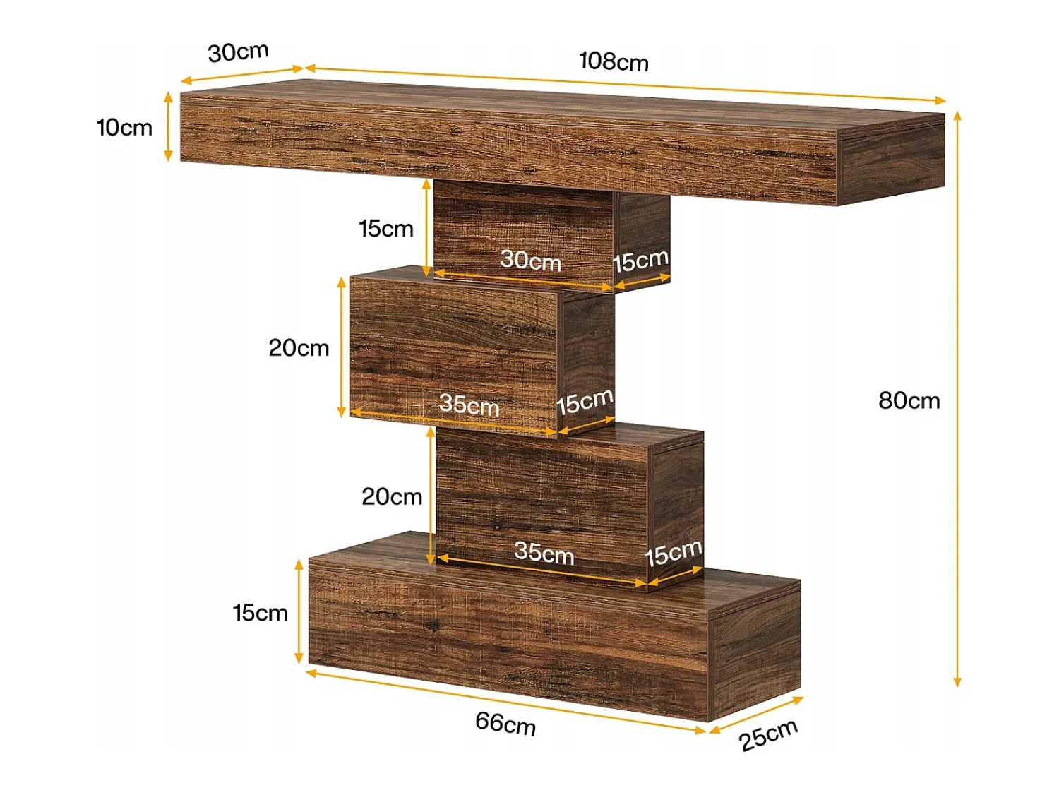 Tribesigns Console de mesa, mesa de apoio de 108 cm feita de madeira estreita atrás do sofá com base geométrica, mesa de entrada industrial, marrom rústico^ Consola