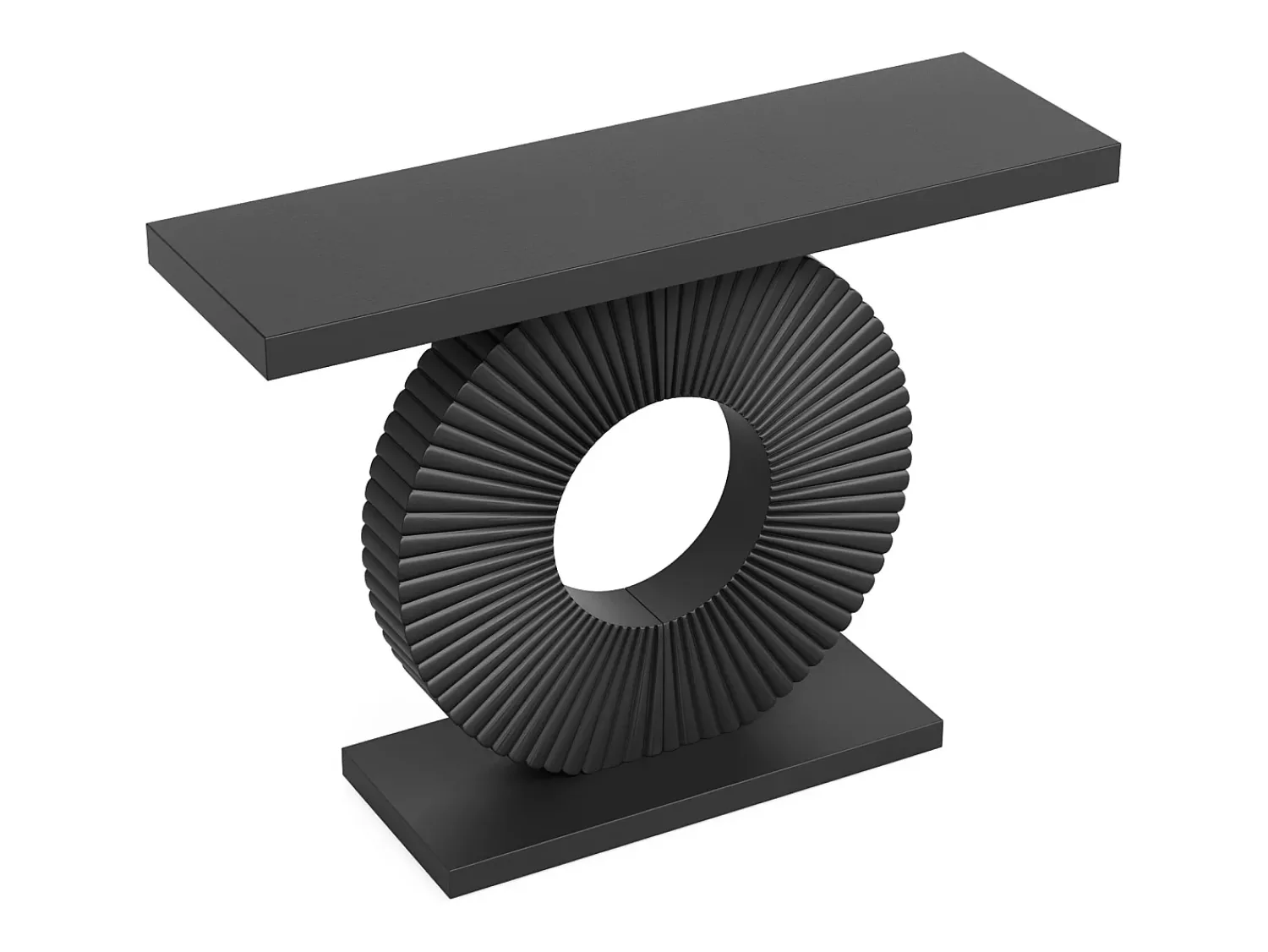 Consola*Tribesigns Console de mesa moderna com base geométrica, mesa de entrada em madeira de 100 cm Preto