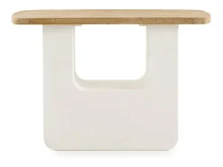 Consola* Console de poliresina microcimento e tampo de madeira Branco