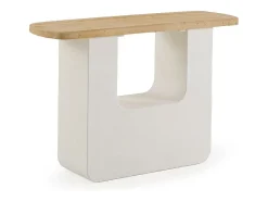 Consola* Console de poliresina microcimento e tampo de madeira Branco