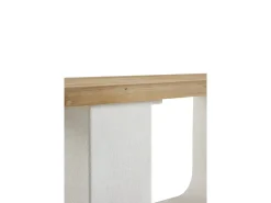 Consola* Console de poliresina microcimento e tampo de madeira Branco