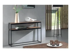 Sale Meublorama Console de sala GOA em madeira maciça. Móvel estilo industrial. Castanho