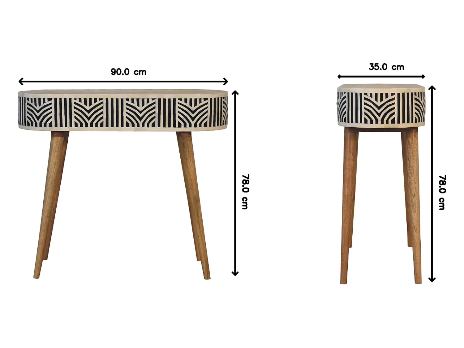 Consola* Console Edessa Artisan Furniture com incrustação em osso, 1 gaveta, castanho claro Bege