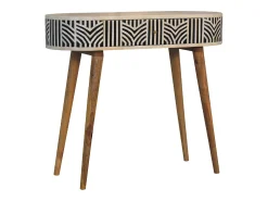 Consola* Console Edessa Artisan Furniture com incrustação em osso, 1 gaveta, castanho claro Bege