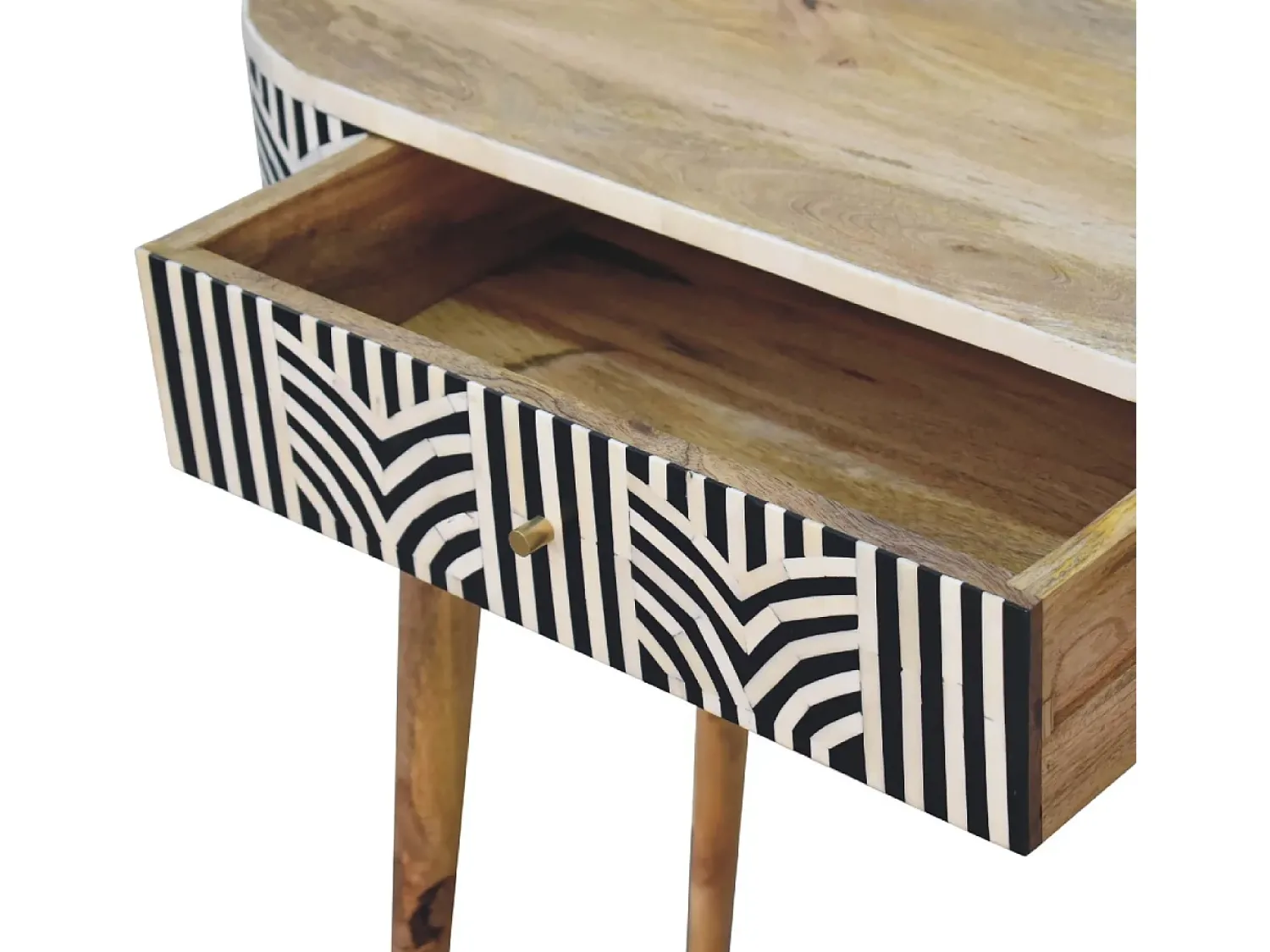 Consola* Console Edessa Artisan Furniture com incrustação em osso, 1 gaveta, castanho claro Bege