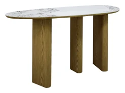 Consola|Vente-unique Console em cerâmica e MDF - Natural e efeito mármore branco - MODREYO Natural claro / Branco