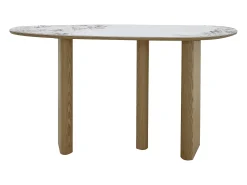 Consola|Vente-unique Console em cerâmica e MDF - Natural e efeito mármore branco - MODREYO Natural claro / Branco